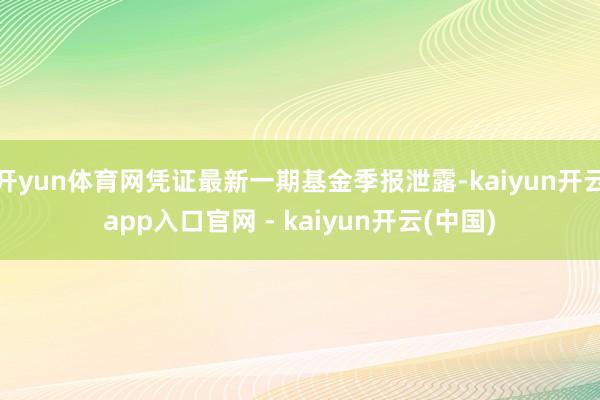 开yun体育网凭证最新一期基金季报泄露-kaiyun开云app入口官网 - kaiyun开云(中国)