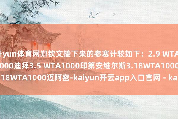 开yun体育网郑钦文接下来的参赛计较如下：2.9 WTA1000多哈2.16WTA1000迪拜3.5 WTA1000印第安维尔斯3.18WTA1000迈阿密-kaiyun开云app入口官网 - kaiyun开云(中国)