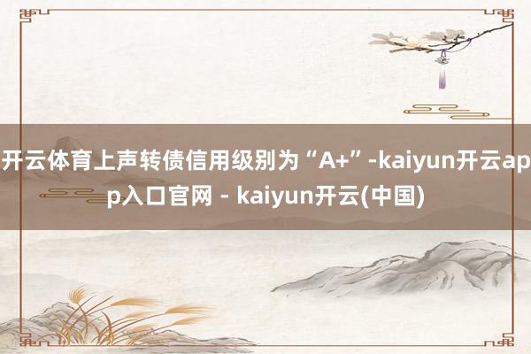 开云体育上声转债信用级别为“A+”-kaiyun开云app入口官网 - kaiyun开云(中国)